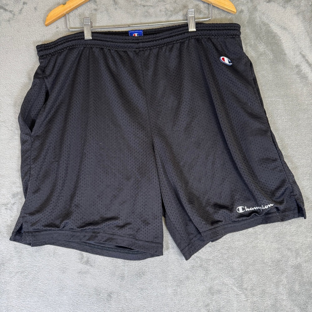 Champion Mens Mesh Athletic Shorts Black XL 81622-003 Basketball Gym Pockets